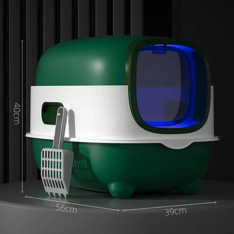 Oversized Cat Litter Box Fully Enclosed Pet Toilet Automatic Deodorizing Flip-top Cat Shit Basin