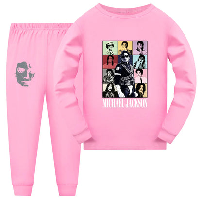 International celebrity children's short sleeved shorts and long sleeved Boy Girl Michael Jackson pajamas set