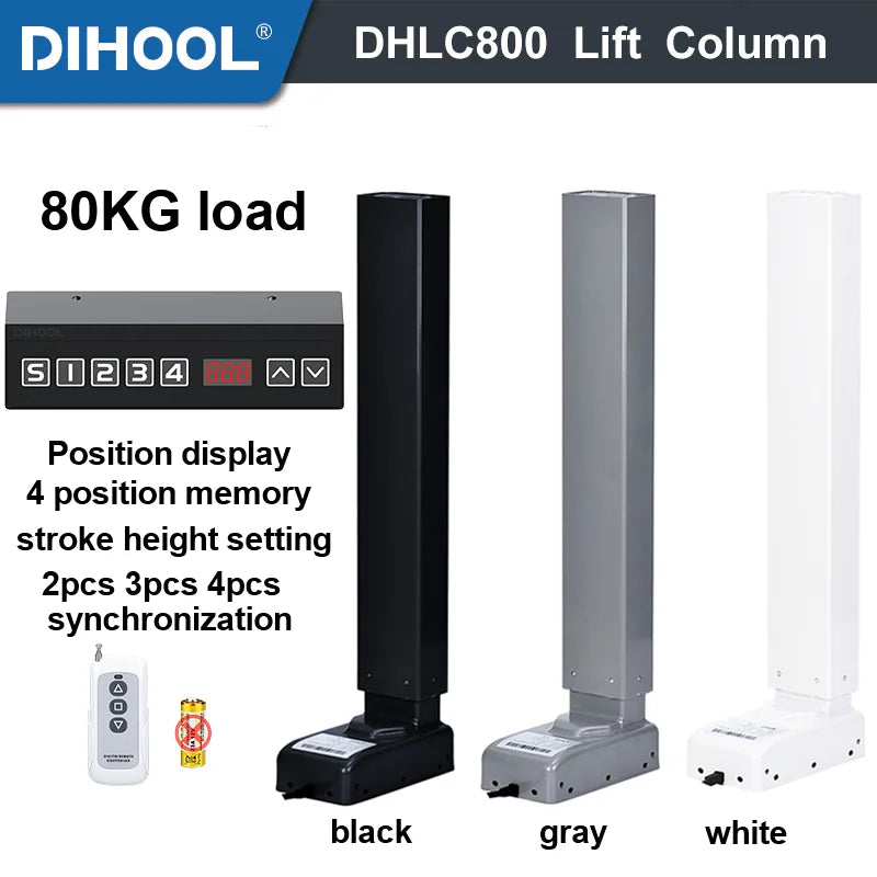 Electric Lifting Column Table Legs 80KG Load 32mm/s HALL Control Position Display Height Adjustment 24V Silent Motor