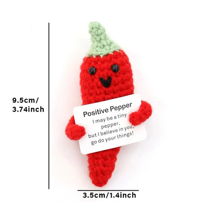 Positive Crochet Handmade Amigurumi Doll Emotional Support Pocket Hug Knit Plant Flower Encouragement Gift for Friends Coworker