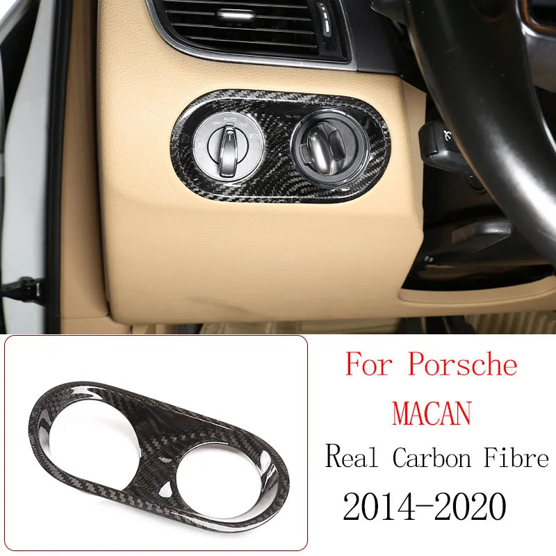 Real Carbon Fiber For Porsche Macan 2014-2020 Inner Door Central Control Gear Panel Cover Door Sill Trim Stickers Accessories
