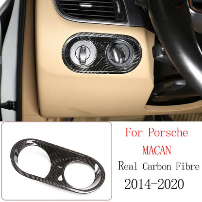 Real Carbon Fiber For Porsche Macan 2014-2020 Inner Door Central Control Gear Panel Cover Door Sill Trim Stickers Accessories