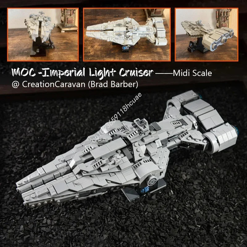 NEW 654PCS MOC Space Imperial Light Cruiser Midi Version Building Blocks Model Diy Creative Assembly Educational Toy Kid Gift