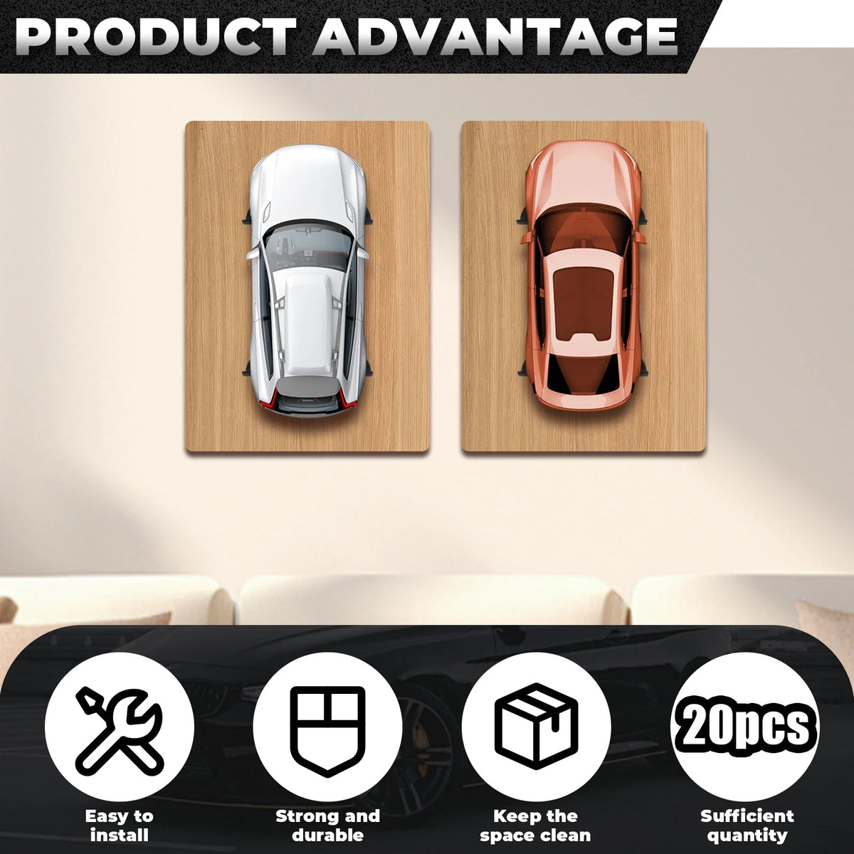 12/20Pcs Mount Firm Display Cars by Wheels on Wall Hanging Cars Display Rack Space-Saving Car Model Holder for Lego Car Models