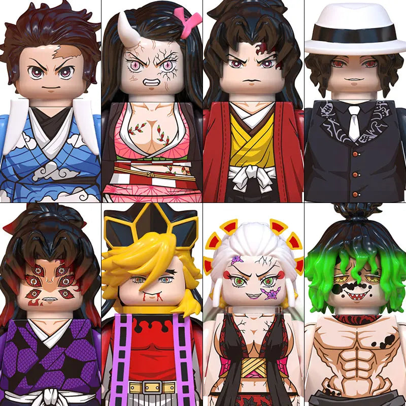 Demon Slayer Miniatures, Tan Errou, NeiZuko, Guiyou, Shinobu, collectible action figures, children's assembled toys, gifts.