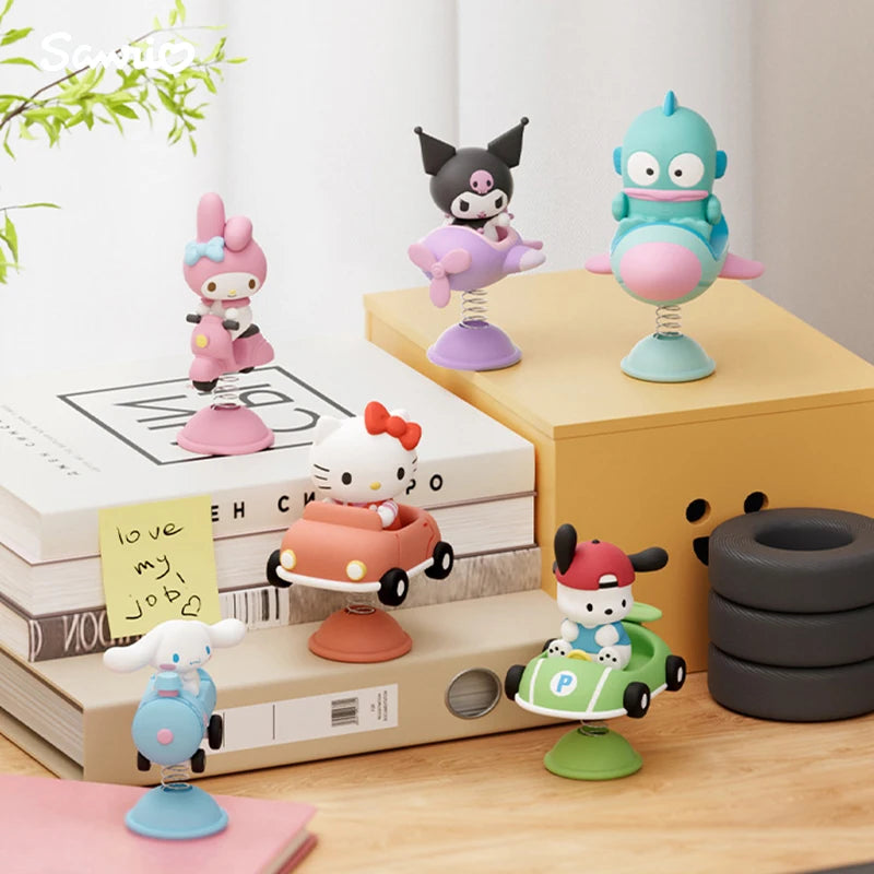Anime Figures Sanrio Kawaii Kuromi Pochacco Hangyodon Hello Kitty Mymelody Action Figure Dolls Desktop Rocking Ornament Gifts