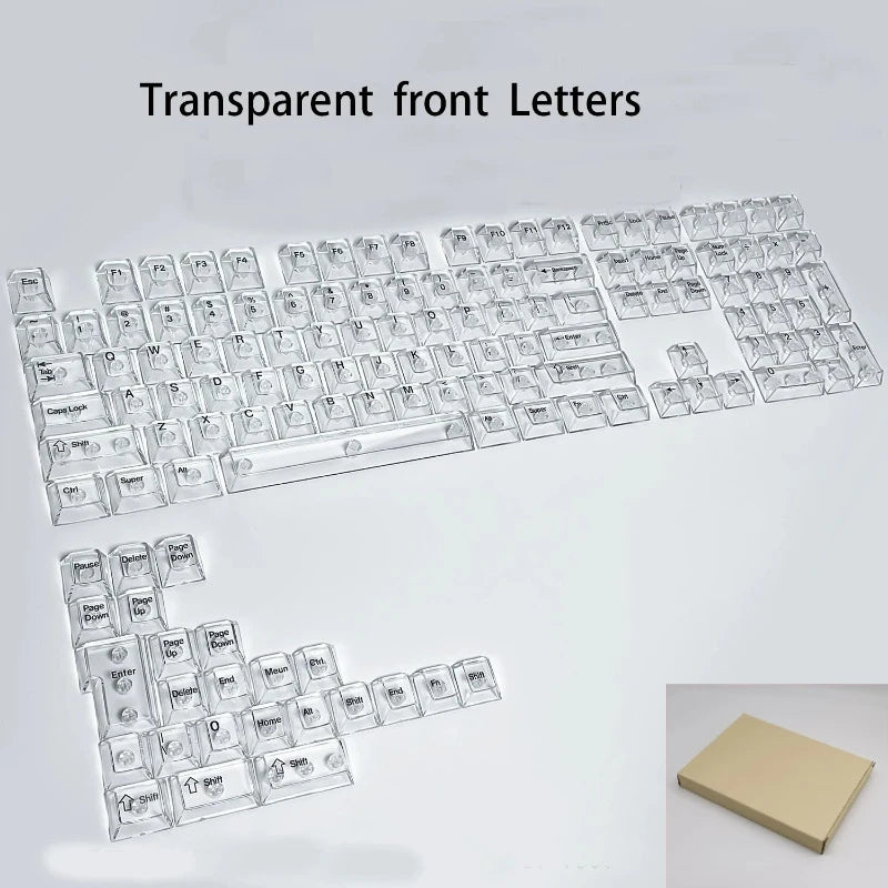 Crystal Transparent Cherry Profile Keycaps For Mechanical Gaming Keyboard ISO Enter PC Key Caps Side Carving Backlit RGB Keycap