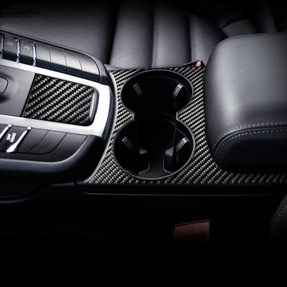Accessories For Porsche Macan Carbon Fiber Car Inner Control Gear Shift Panel Water Cup Holder Cover Trim Decoration Car Sticker