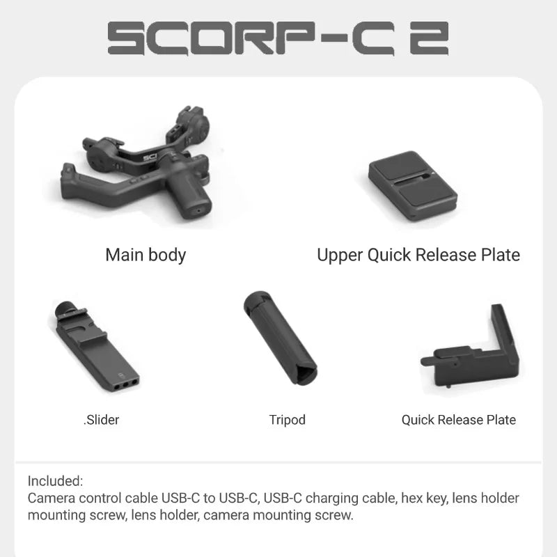 FeiyuTech SCORP-C 2 Gimbal Camera Stabilizer for DSLR&Mirrorless 3.5kg Payload, AI Tracking, Native Vertical Shooting SCORP C2