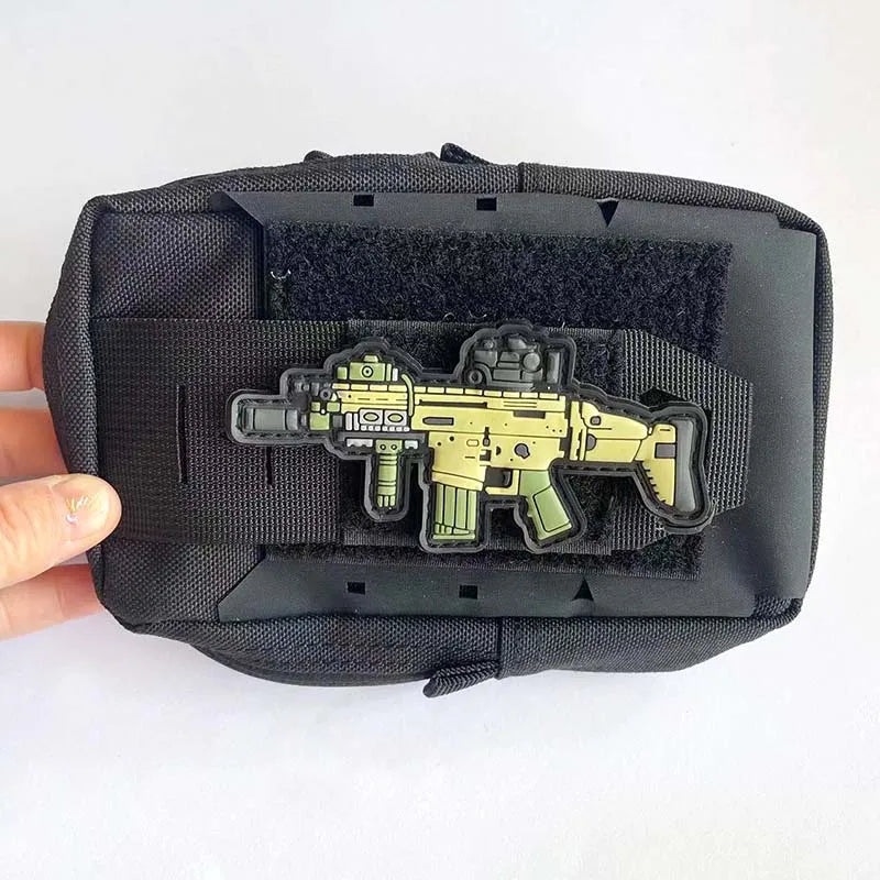 3D PVC Rubber Morale Patches Mini Pistol, Rifle Army Badge Stickers, Military Tactical Patch With Hook For Backpack