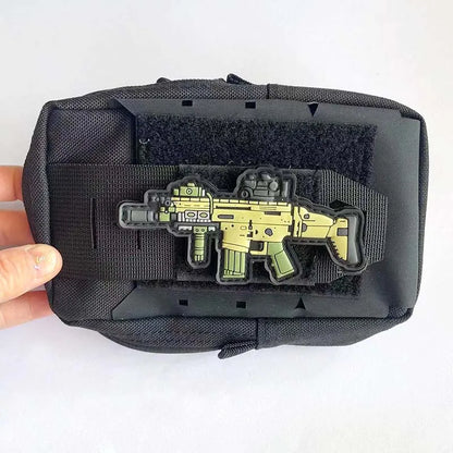 3D PVC Rubber Morale Patches Mini Pistol, Rifle Army Badge Stickers, Military Tactical Patch With Hook For Backpack