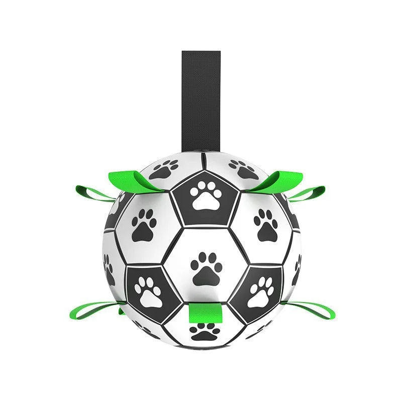 Dog Soccer Ball with Straps, Interactive Fetch & Tug Toy for Medium Dogs, Outdoor Herding & Water Toy