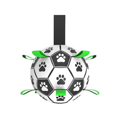 Dog Soccer Ball with Straps, Interactive Fetch & Tug Toy for Medium Dogs, Outdoor Herding & Water Toy