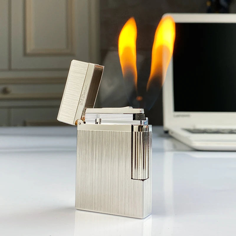 Windproof Lighter with Bright Sound for Men, Retro Cigarette Gift, Brass Shell, New