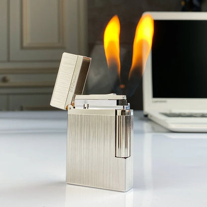 Windproof Lighter with Bright Sound for Men, Retro Cigarette Gift, Brass Shell, New