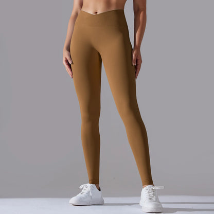 Crossover Waist Women Yoga Leggings Hips Lifting Gym Leggings Seamless Sport Pants High Waist Fitness Leggings Workout Running