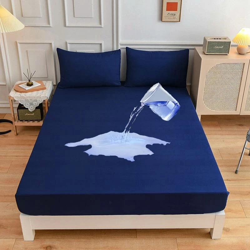 Kuup Safe Waterproof Mattress Protector Soft Comfortable Breathable Solid Color Fitted Bedding Cover No Pillowcases Included