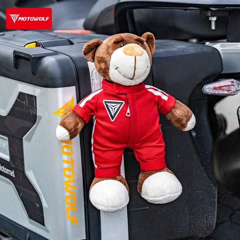 2025 New Motorcycle Decoration Bear Doll Pendant Cute Cartoon Motorcycle Bear Doll Car Trunk Accessories Motorcycle Bear