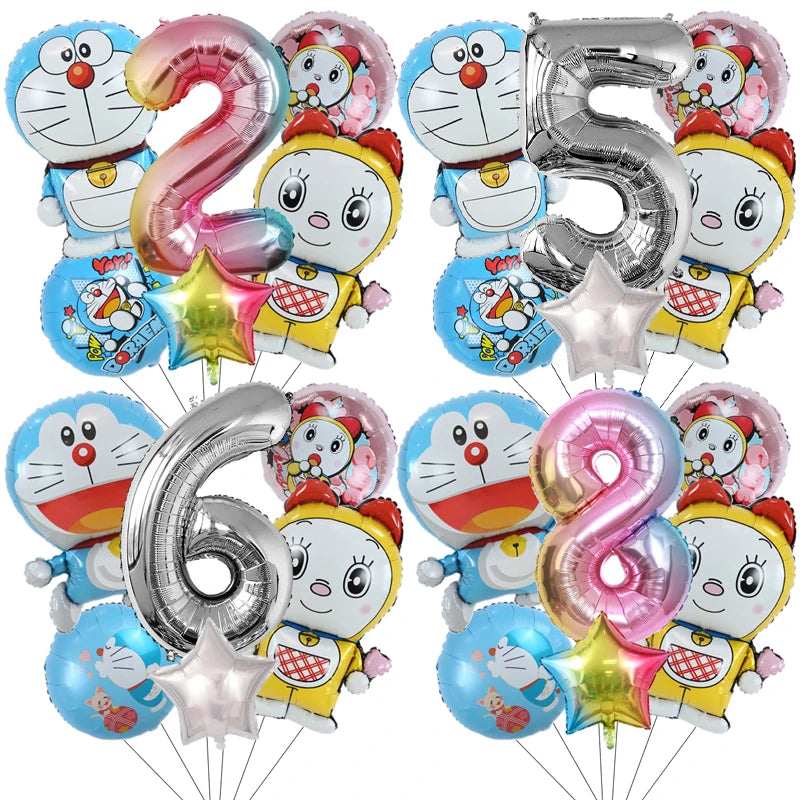 Doraemons Number 1-10 Balloons Girls Boys Birthday Decorations Baby Shower Gender Reveal Balloon Party Supplies Kids Toys Gift