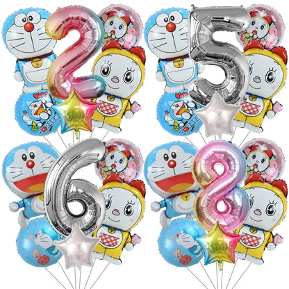 Doraemons Number 1-10 Balloons Girls Boys Birthday Decorations Baby Shower Gender Reveal Balloon Party Supplies Kids Toys Gift