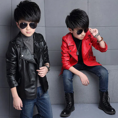 3 4 5 6 8 10 12 Years Spring Autumn Boys Leather Jacket Waterproof Zipper Fashion PU Children's Coat Birthday Gifts Kids Clothes