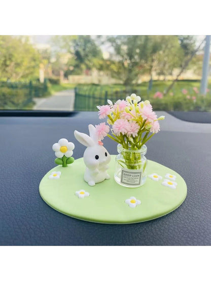Cute Creative Daisy & Clover Pads | Mini Car & Desktop Ornaments | Perfect for Car Interior Decoration