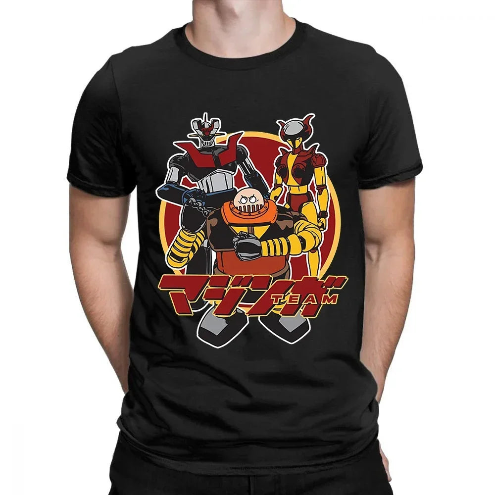 Cool mazinger z anime movie robot streetwear graphic print t-shirt fashion casual Tee Tops