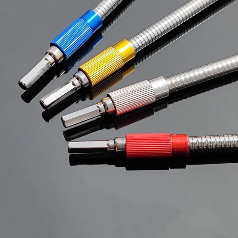 JUSTINLOU 1PC Hexagonal Handle Bendable Impact Drill Bit Universal 25cm Metal Soft Shaft Flexible Extended Drill Bit Hand Tool