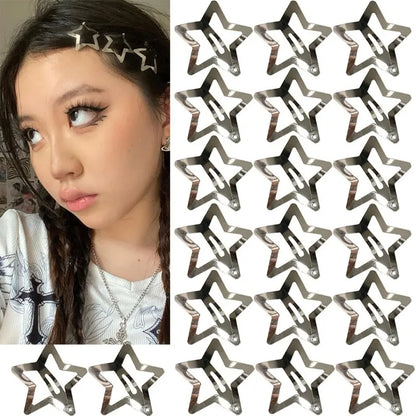 Y2K Star Bobby Pin Set (10/20/50PCS) Daily Versatile Party Design Simple and Exquisite, Securely Worn Without Damaging Hair
