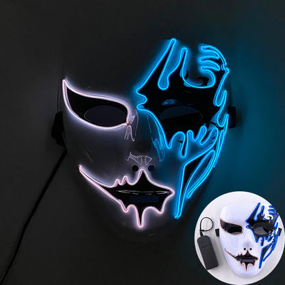 Shuffle Dance Mask Luminous Purge Mask Devil Glowing Masquerade Cosplay Mask for Halloween Horror Haunted House Props