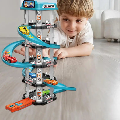 Car Racing Track Ramp Toy Children Garage Catapult Track Game Toy Kids Building Parking Lot Gas Station DIY Winding Car Road Toy