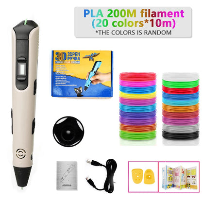 3D Printing Pen for Kids Safe Design LCD Display, DIY Drawing, Holiday Birthday Gift, ABS PLA Educational Intellectual Toy
