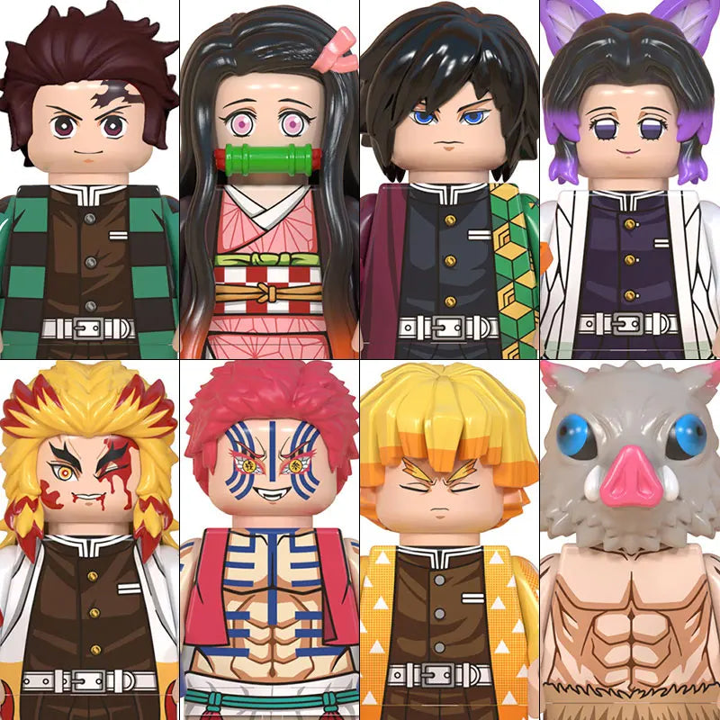 Demon Slayer Miniatures, Tan Errou, NeiZuko, Guiyou, Shinobu, collectible action figures, children's assembled toys, gifts.