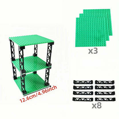 IDEAMOC 3pcs Baseboards and 8pcs Black Pillars Building Blocks DIY Toys 12.6*12.6cm Baseplate Black Pillars Asst
