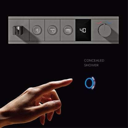 Luxury Bathroom Gunmetal Brass 3-Function LED Digital Display Shower System Wall-Embedded Rainfall Showerhead Bath Fixtures