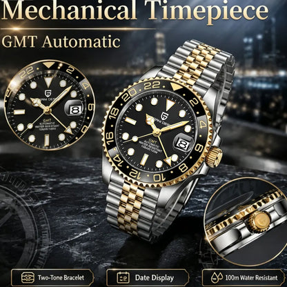 New PAGANI DESIGN Top Brand GMT Mens Wristwatch Sapphire Glass Automatic Men's Watch 100M Waterproof 40mm Men Mechanical Watches