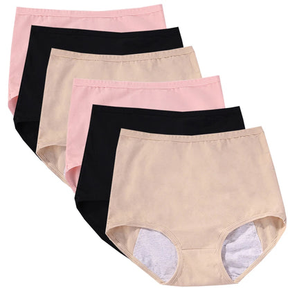 6pcs Girl Menstrual Panties Women's Physiological Briefs Ladies Period Leak Proof Panty High Waist Cotton Underwear