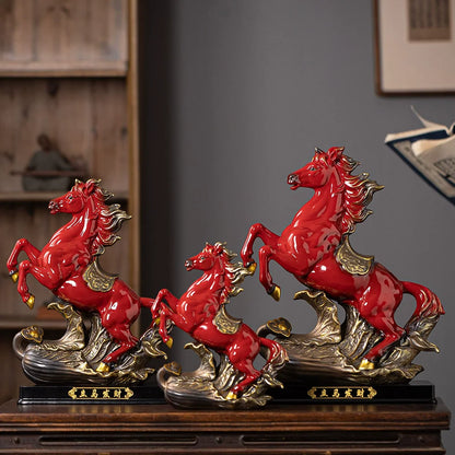 Ceramic Horse Statue, Chinese Zodiac Horse Figurine for Office Desk Home Decor, Success & Luck Gift, Artistic Animal Sculpture