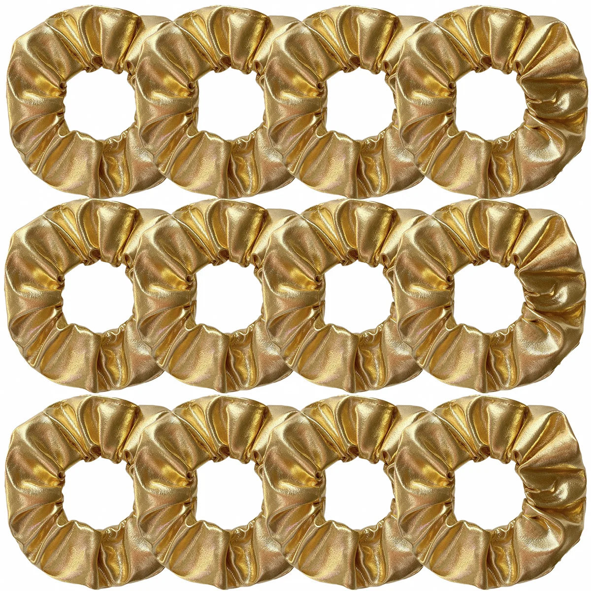 Wholesale 12pcs Metallic Color Scrunchies For Women Gold Silver Black Color Laser Effective Scrunches Set Girls Hair Rope Pack