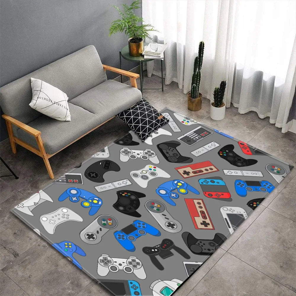 Cartoon Game Console Carpet for Living Room Video Game Children Player Area Rug Soft Anti-slip Bedroom Entrance Floor Mat
