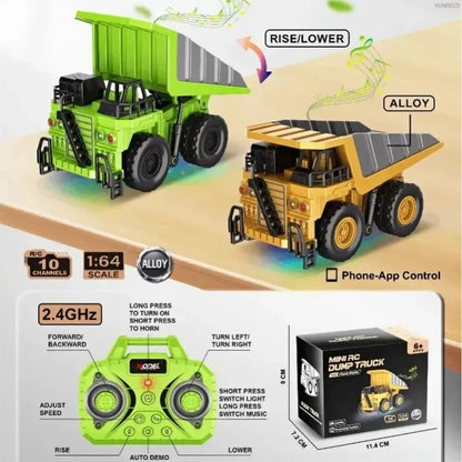1:64 Mini Remote Control Alloy Excavator Truck Forklift with Trailer Worktop  Bluetooth 2.4GHz RC Car Child's Toy Holiday Gifts
