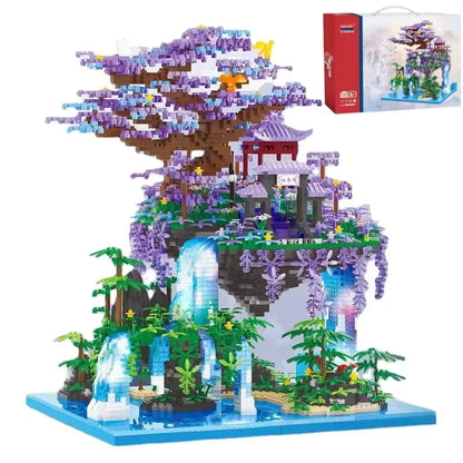 Chinese Ancient Architecture Peach Blossom Pond Castle Model Building Block DIY MINI Diamond Bricks Birthday Gift Children's Toy