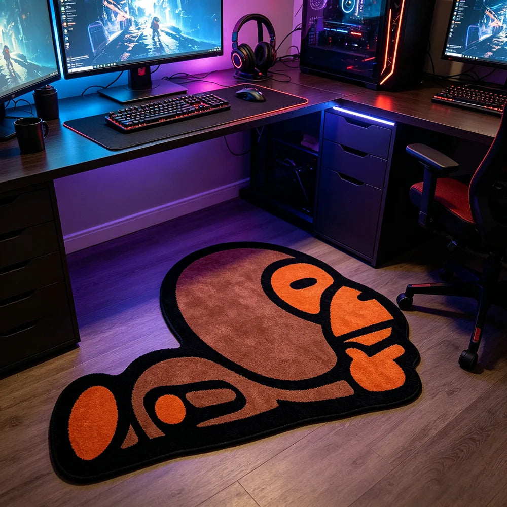 Creative Cartoon Irregular Monkey Rug Trendy Unique Decor for Gaming Rooms Soft Comfortable Carpet Home Bedroom Bedside Mat