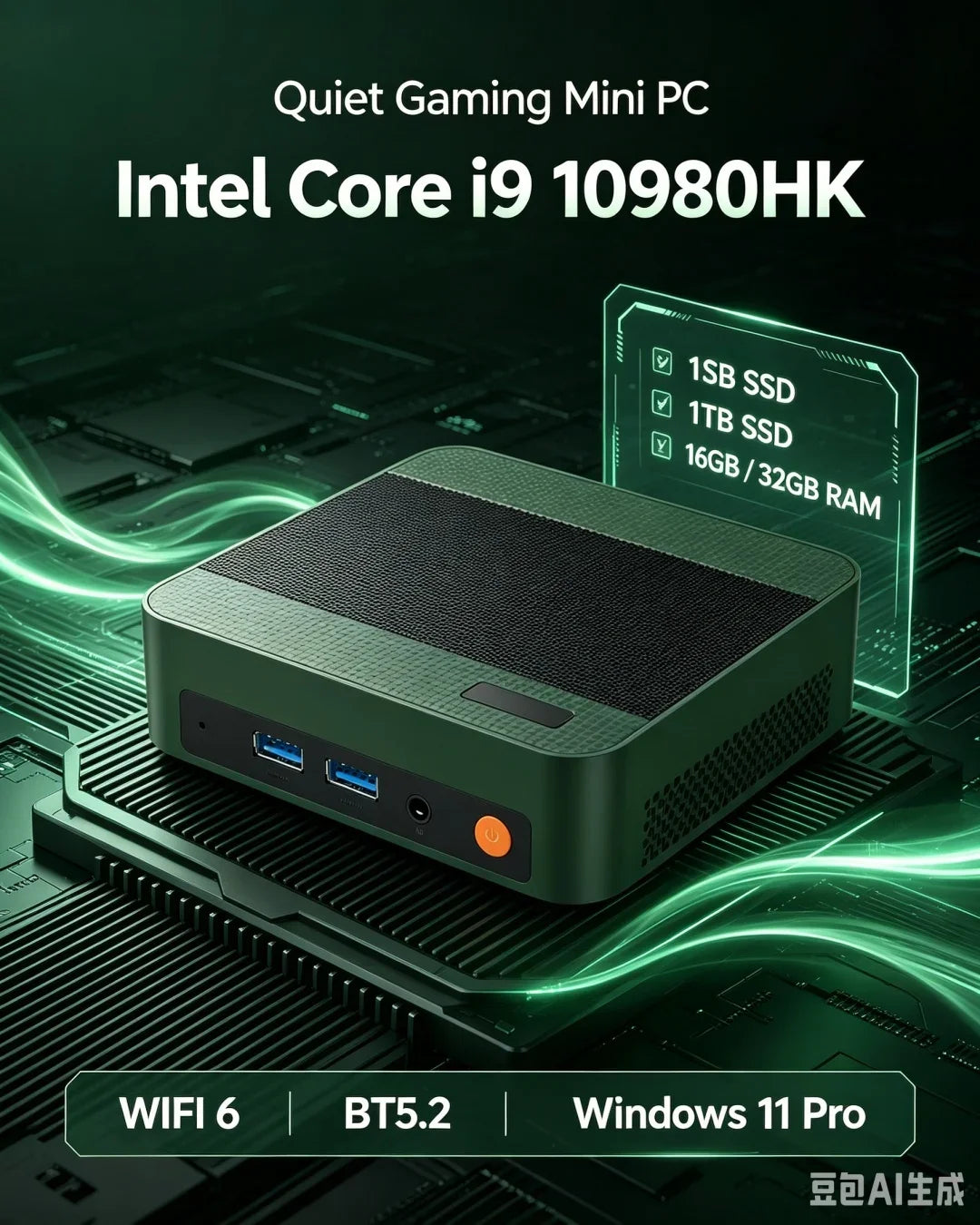 Stylish Multicolor Portable Mini PC I9-10980HK Win11 Pro 32GB 2TB SSD WiFi6 BT5.2 4K Workstation for Game Stream & Edit