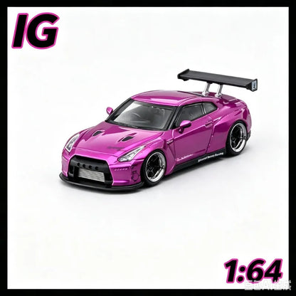 IG 1:64 Nissan GTR R35 PANDEM Wide Body Rocket Rabbit Modified Die Casting Alloy Car Model Male Gift Desktop Ornament.