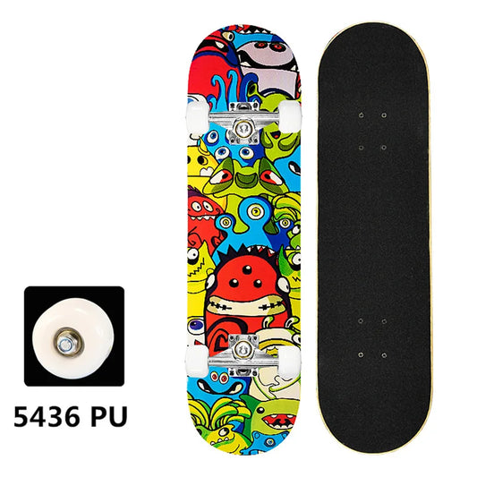 Skateboard Double Kick Four Wheels Professional Skate Board for Adults Beginners Men Women Street Trick Cruising Skateboards