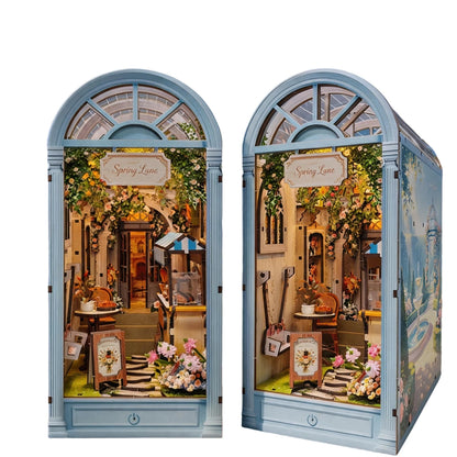 NEW DIY Wooden Shore Town House Book Nook Shelf Insert Kits Miniature Model Kit Bookend for Friends Birthday Gifts