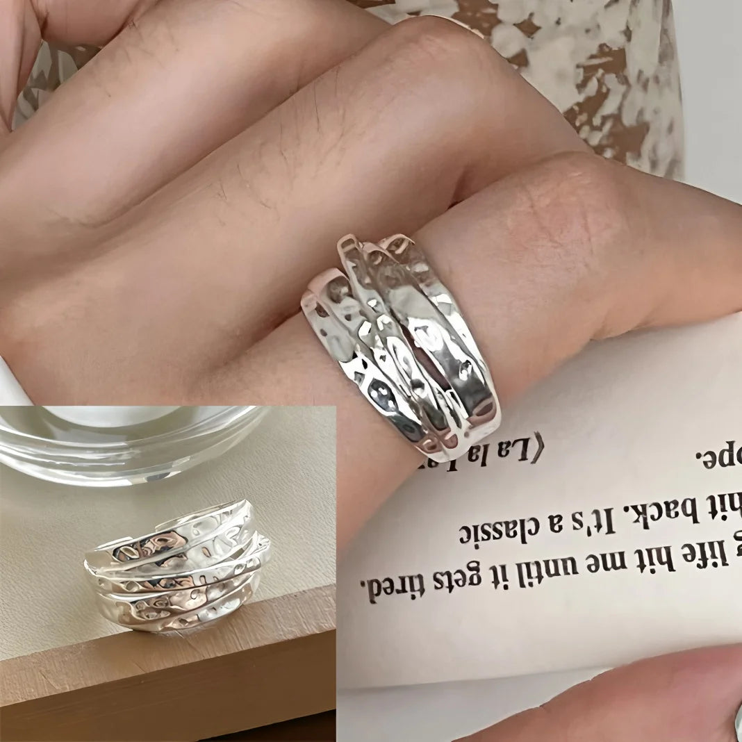 PANJBJ 925 Sterling Silver Geometry Crystal Ring For Women Ellipse Exaggerated Punk Water Drop Open Jewelry Gift Dropshipping