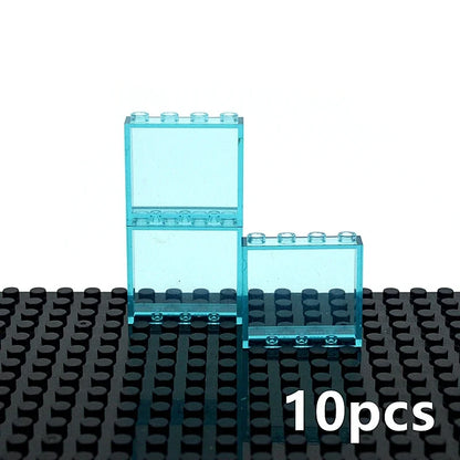 DIY Building Block 10pcs Door Window Frame Wall City 1x6x5 1*4x3 Glass Transparent Panel House Parts MOC Bricks 59350 59349 Toy
