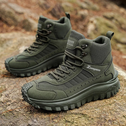 Men's Thick-Soled High-Top Boots, Non-Slip and Wear-Resistant, Suitable for Outdoor Hiking and Everyday Casual Wear